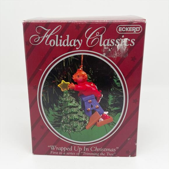Vintage Holiday Classics Wrapped Up in Christmas Bear Christmas Tree Ornament - Picture 1 of 4